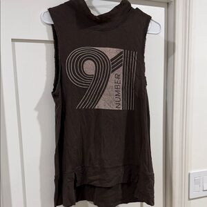 We The Free Dark Brown Graphic Muscle Tee